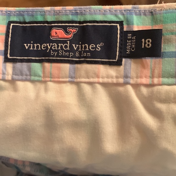 Vineyard Vines plaid breaker shorts Pastel plaid cotton poplin size 18 worn once - Picture 5 of 13